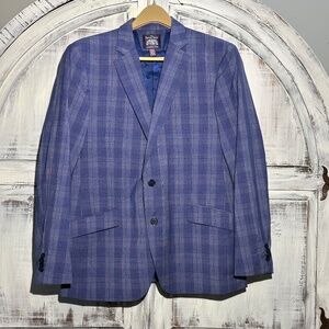 Savile Row Company London Blue Plaid Blazer Model Hoxton Men's Sz 42R
